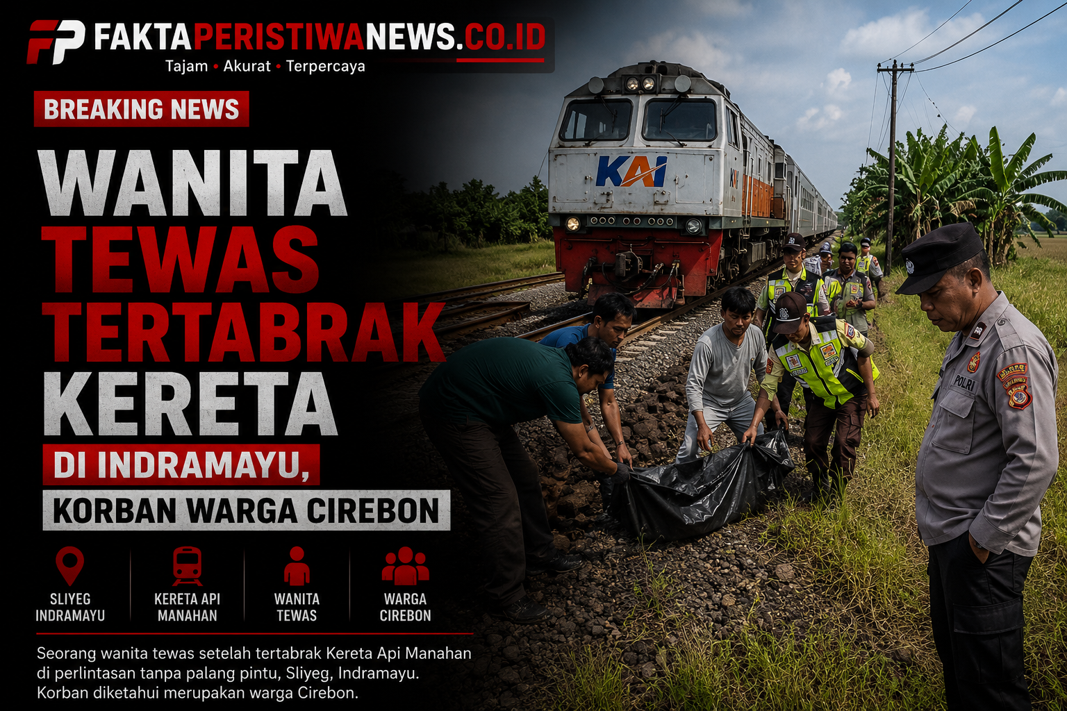 Wanita Tewas Tertabrak Kereta di Indramayu, Korban Warga Cirebon