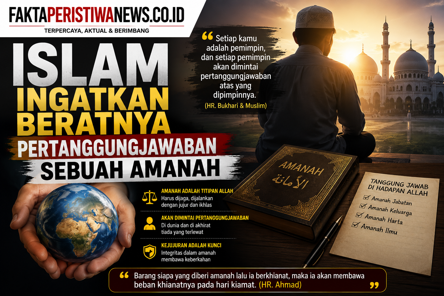 Islam Ingatkan Beratnya Pertanggungjawaban Sebuah Amanah
