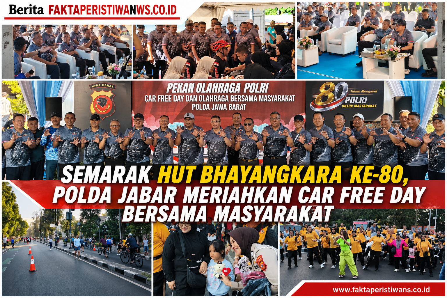 Semarak HUT Bhayangkara ke-80, Polda Jabar Meriahkan Car Free Day Bersama Masyarakat