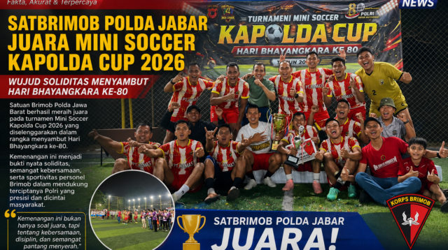 Satbrimob Polda Jabar Juara Mini Soccer Kapolda Cup 2026, Wujud Soliditas Menyambut Hari Bhayangkara ke-80