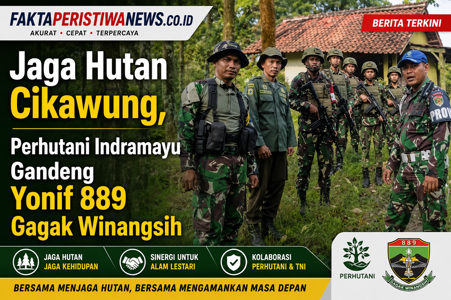 Jaga Hutan Cikawung, Perhutani Indramayu Gandeng Yonif 889 Gagak