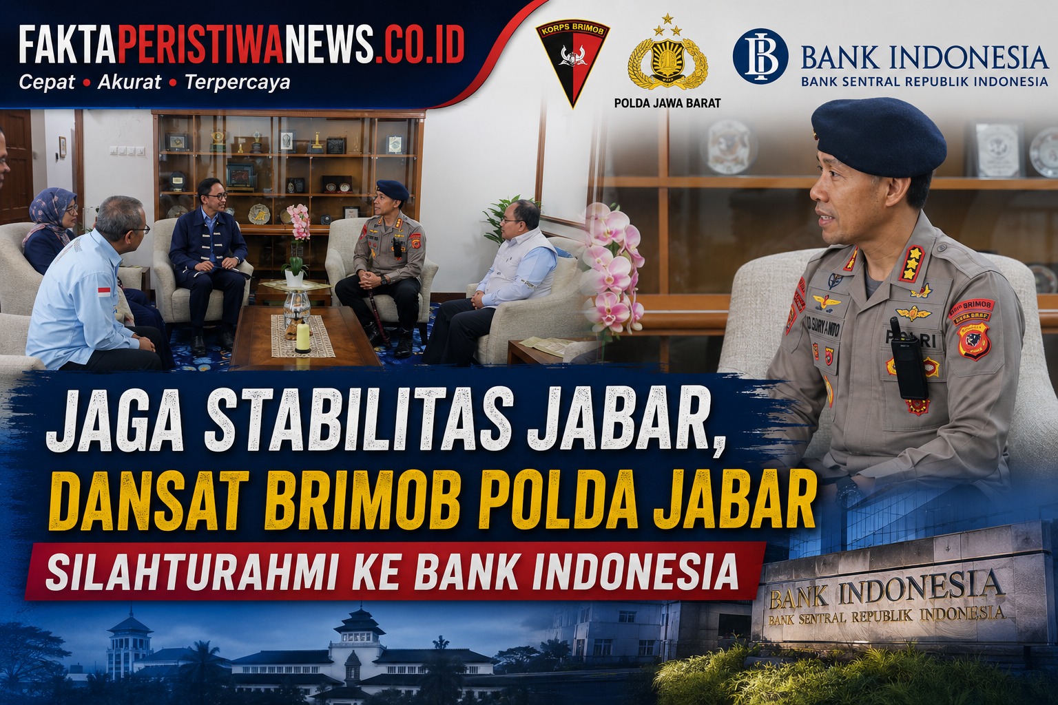 Jaga Stabilitas Jabar, Dansat Brimob Polda Jabar Silahturahmi ke Bank Indonesia