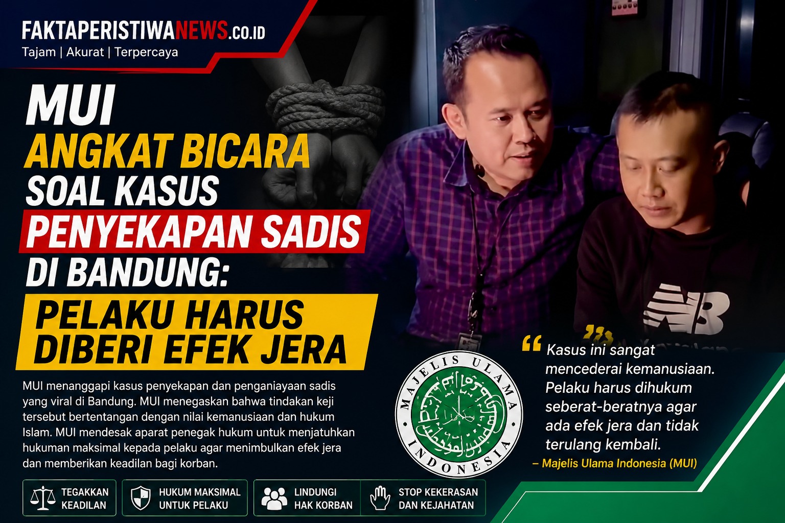 MUI Angkat Bicara Soal Kasus Penyekapan Sadis di Bandung Pelaku Harus Diberi Efek Jera