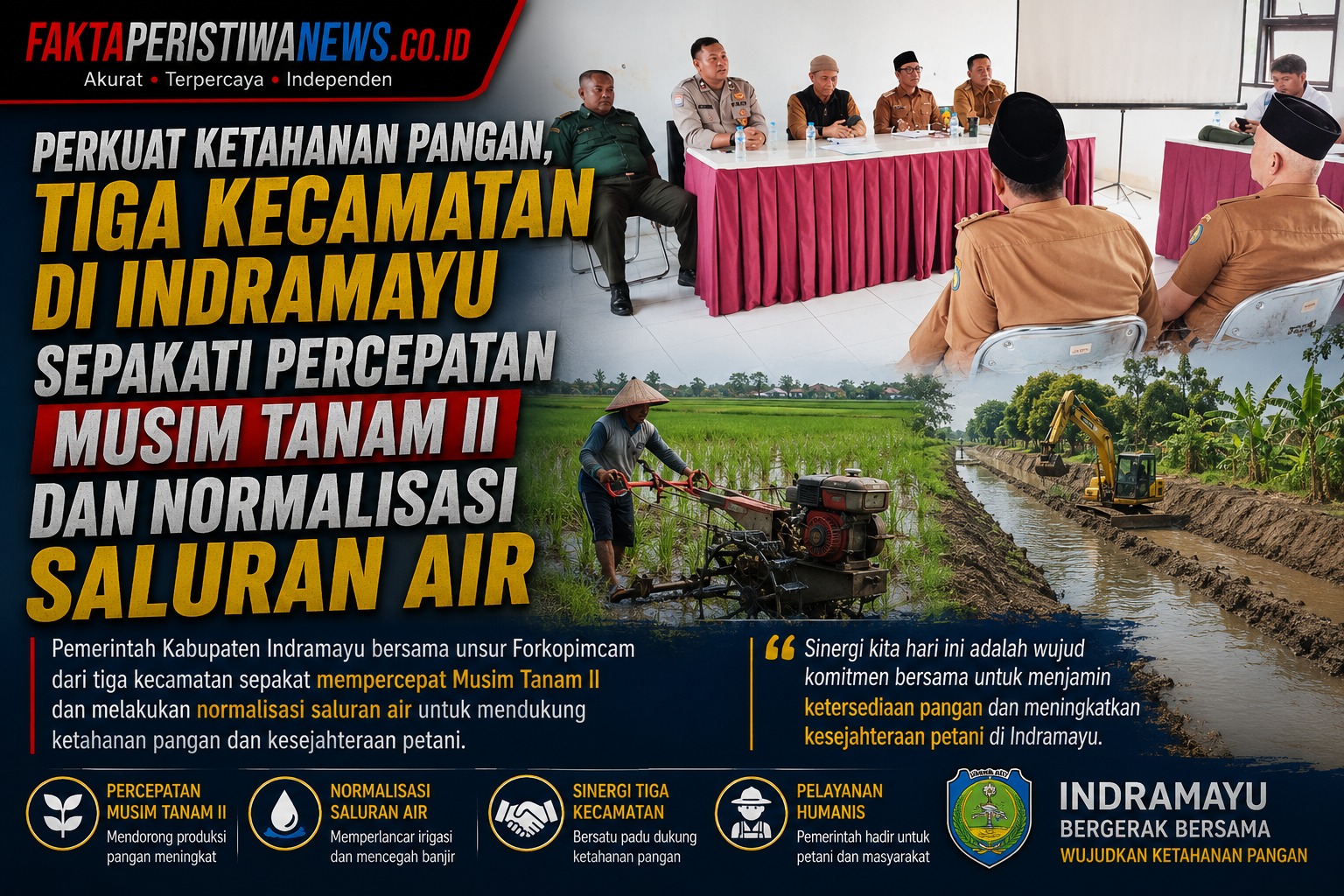 Perkuat Ketahanan Pangan, Tiga Kecamatan di Indramayu Sepakati Percepatan Musim Tanam II dan Normalisasi Saluran Air