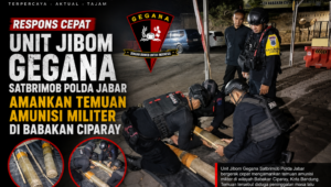 Respons Cepat Unit Jibom Gegana Satbrimob Polda Jabar Amankan Temuan Amunisi Militer di Babakan Ciparay