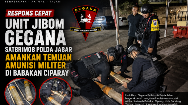 Respons Cepat Unit Jibom Gegana Satbrimob Polda Jabar Amankan Temuan Amunisi Militer di Babakan Ciparay
