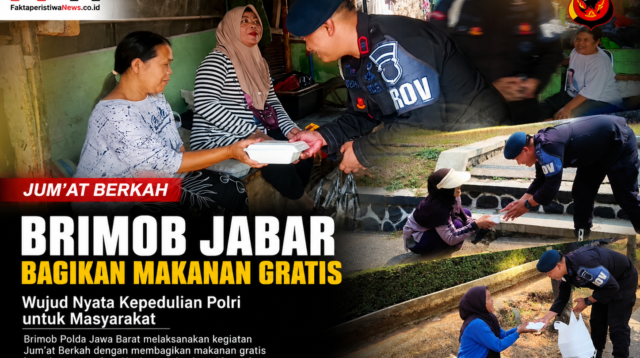 Brimob Jabar Bagikan Makanan Gratis di Jumat Berkah