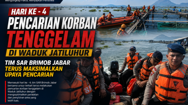 Hari Ke - 4 Pencarian Korban Tenggelam di Waduk Jatiluhur, Tim SAR Brimob Jabar Terus Maksimalkan Upaya Pencarian