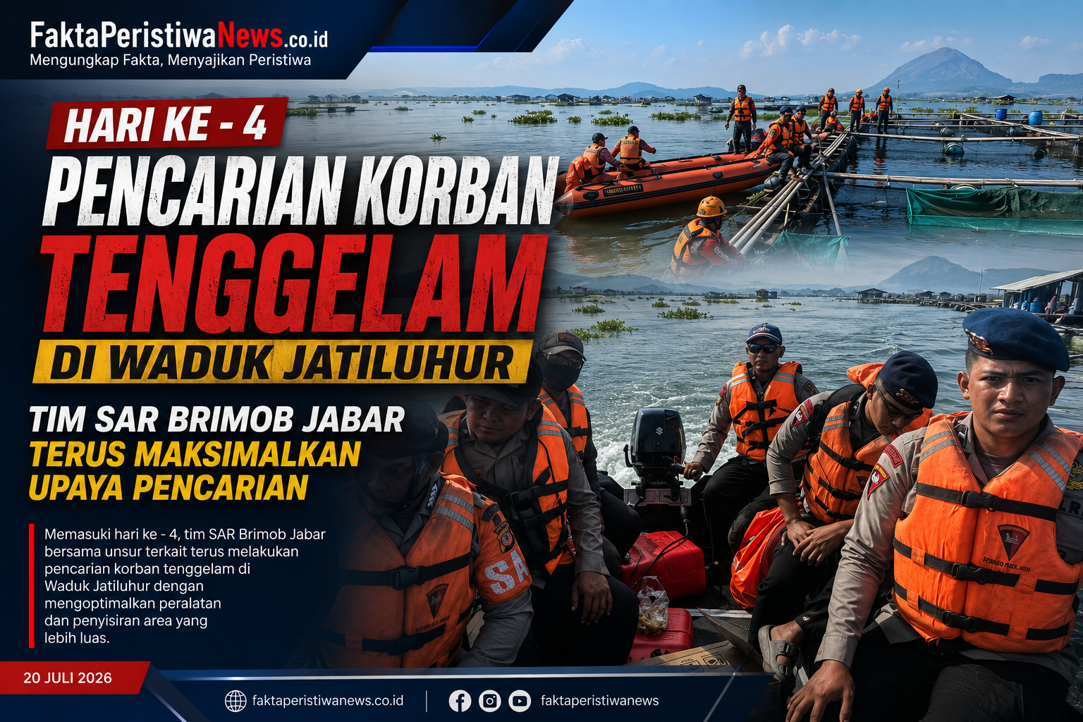 Hari Ke - 4 Pencarian Korban Tenggelam di Waduk Jatiluhur, Tim SAR Brimob Jabar Terus Maksimalkan Upaya Pencarian Hari Ke - 4 Pencarian Korban Tenggelam di Waduk Jatiluhur, Tim SAR Brimob Jabar Terus Maksimalkan Upaya Pencarian