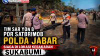 Tim SAR Yon B Por Satbrimob Polda Jabar Siaga di Lokasi Kebakaran Sukabumi