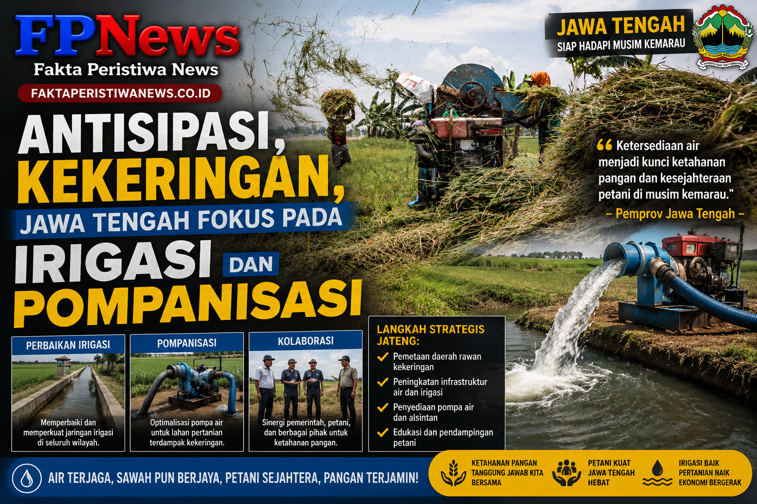 Antisipasi Kekeringan, Jawa Tengah Fokus pada Irigasi dan Pompanisasi