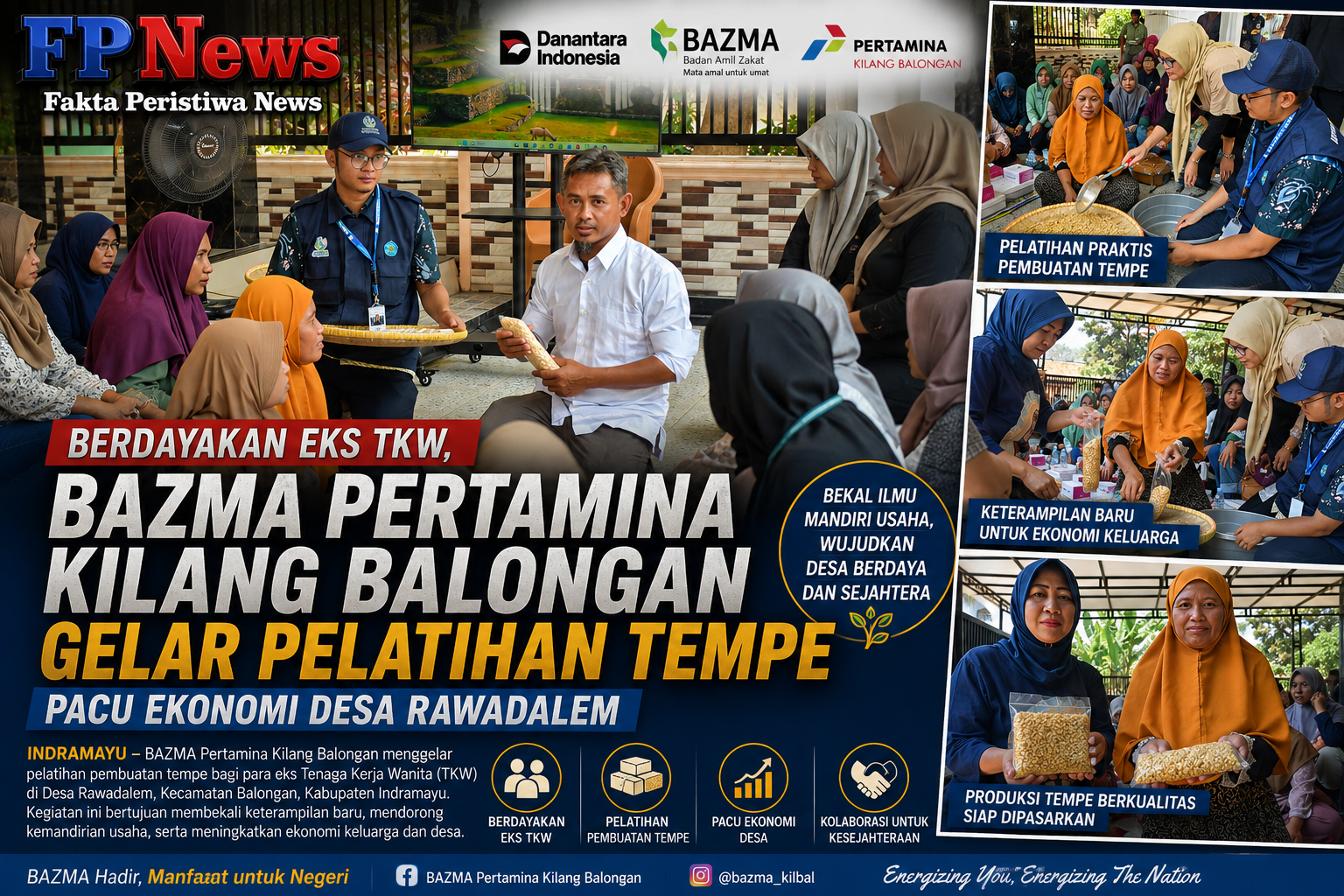 Berdayakan Eks TKW, BAZMA Pertamina Kilang Balongan Gelar Pelatihan Tempe Pacu Ekonomi Desa Rawadalem