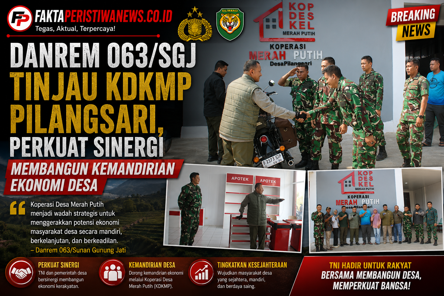 Danrem 063SGJ Tinjau KDKMP Pilangsari, Perkuat Sinergi Membangun Kemandirian Ekonomi Desa
