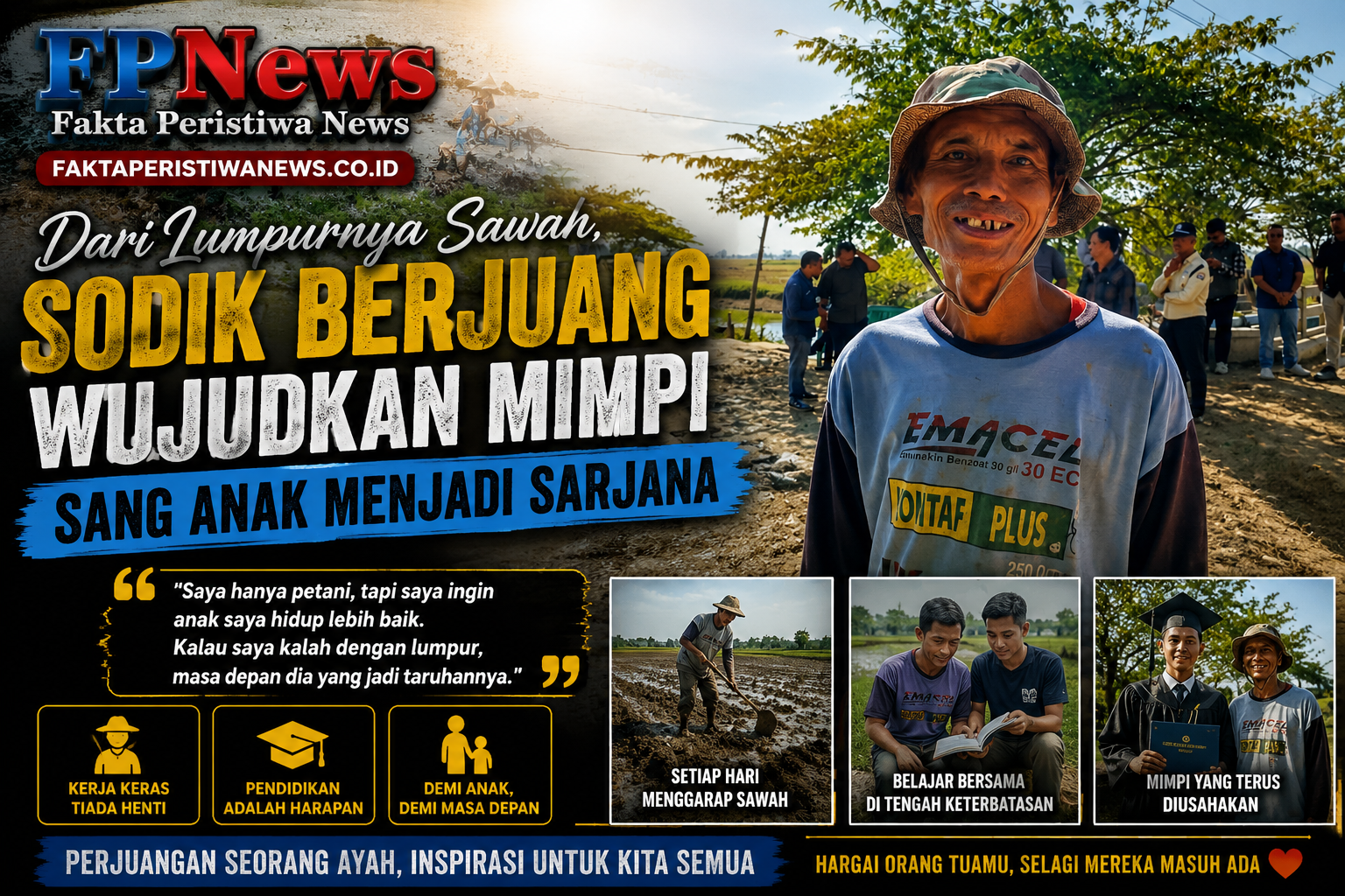 Dari Lumpurnya Sawah, Sodik Berjuang Wujudkan Mimpi Sang Anak Menjadi Sarjana