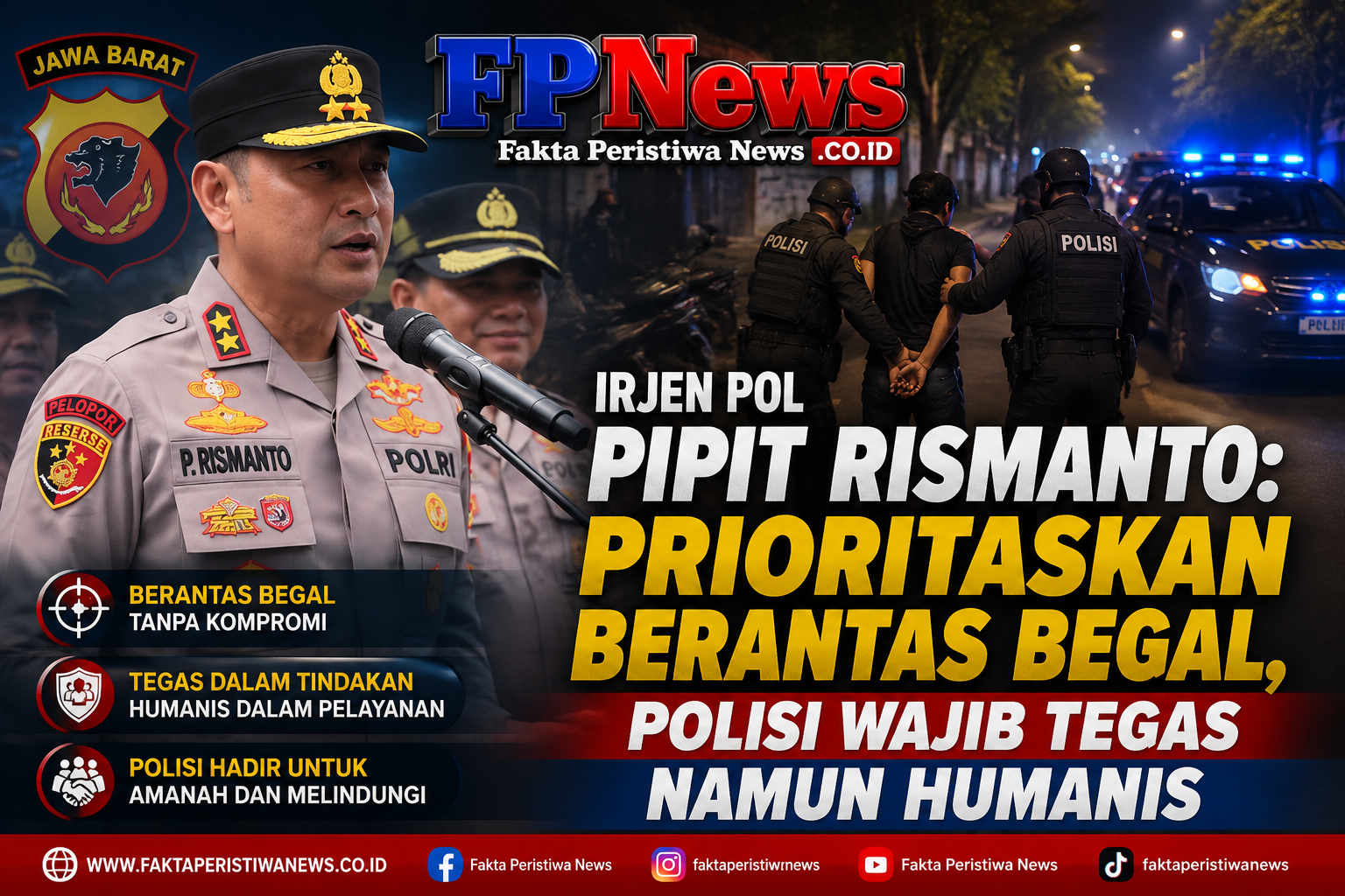 Irjen Pol Pipit Rismanto Prioritaskan Berantas Begal, Polisi Wajib Tegas Namun Humanis
