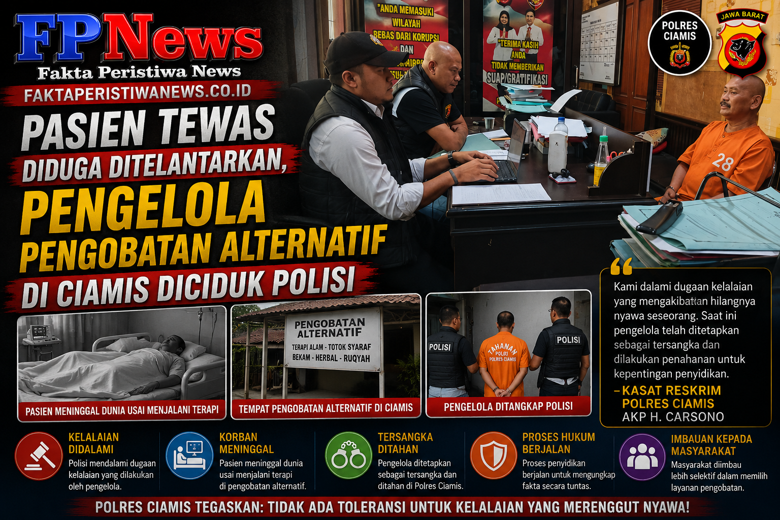 Pasien Tewas Diduga Ditelantarkan, Pengelola Pengobatan Alternatif di Ciamis Diciduk Polisi