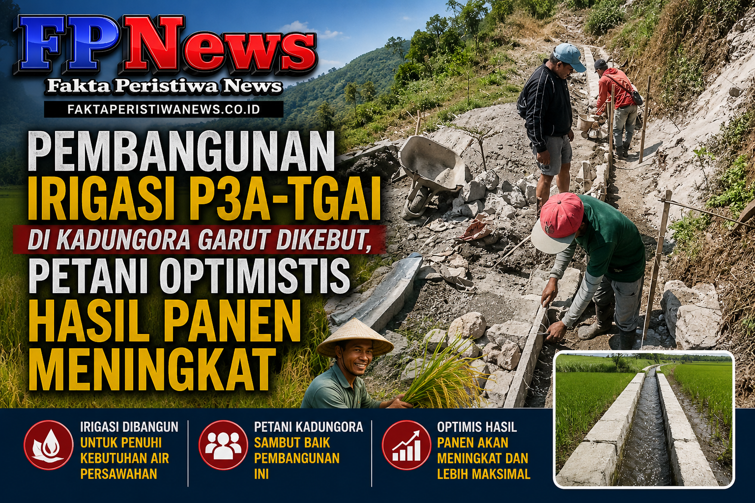Pembangunan Irigasi P3A-TGAI di Kadungora Garut Dikebut, Petani Optimistis Hasil Panen Meningkat