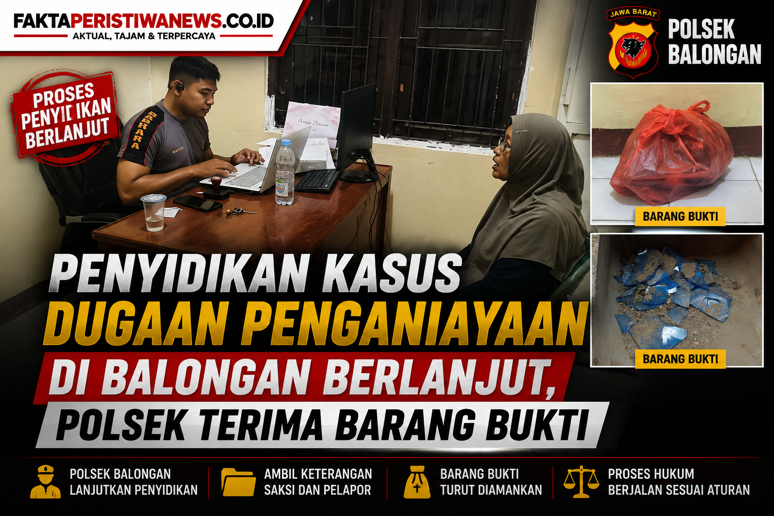 Penyidikan Kasus Dugaan Penganiayaan di Balongan Berlanjut, Polsek Terima Barang Bukti