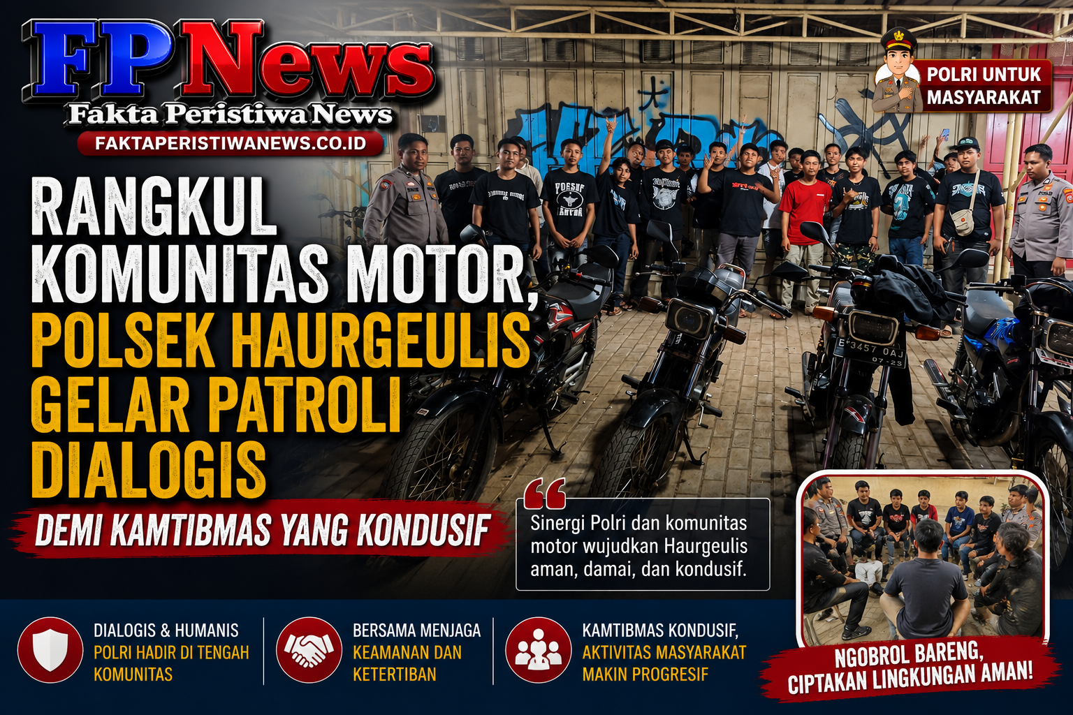 Rangkul Komunitas Motor, Polsek Haurgeulis Gelar Patroli Dialogis demi Kamtibmas yang Kondusif