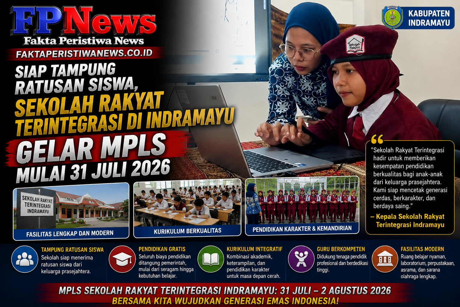 Siap Tampung Ratusan Siswa, Sekolah Rakyat Terintegrasi di Indramayu Gelar MPLS Mulai 31 Juli 2026
