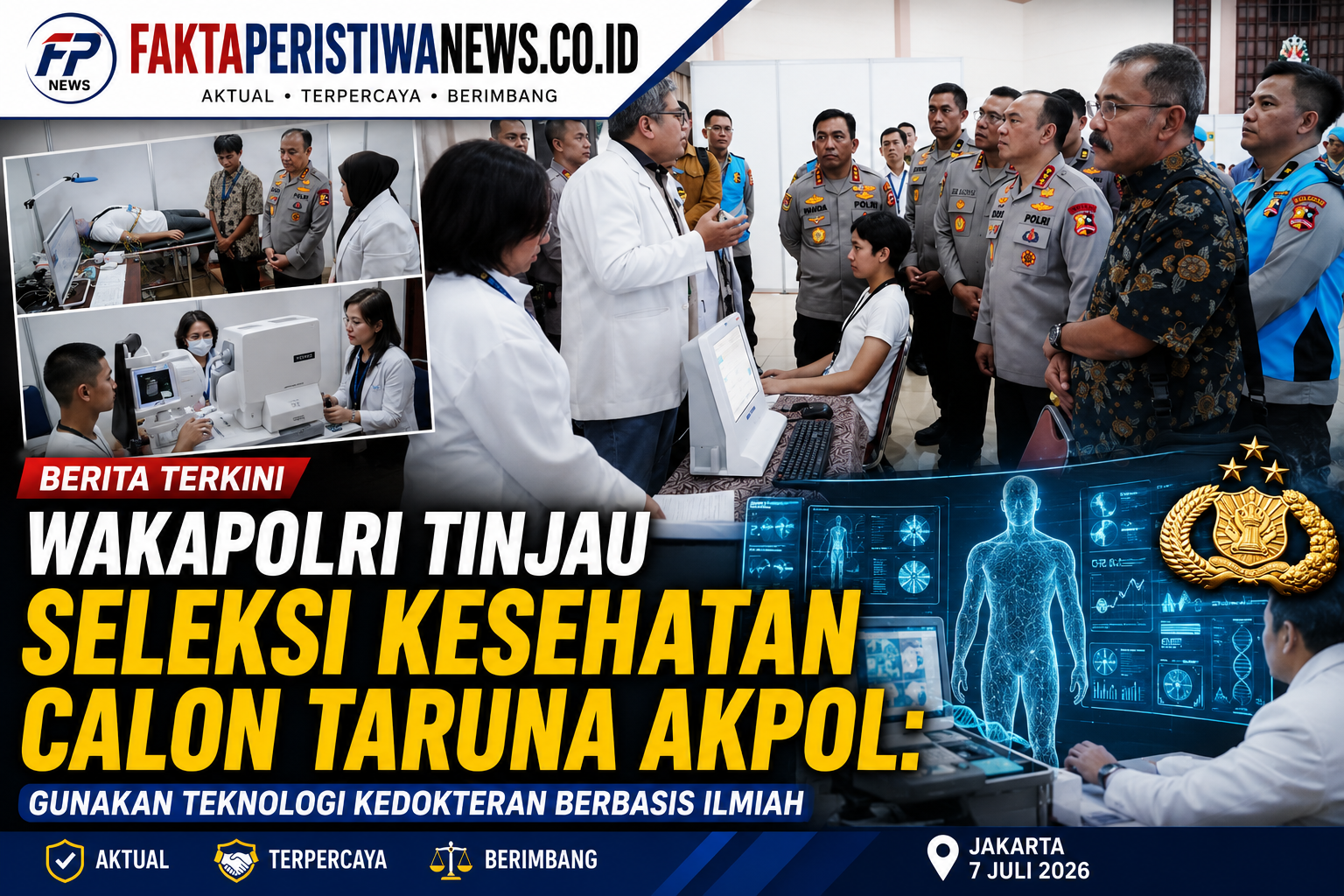 Wakapolri Tinjau Seleksi Kesehatan Calon Taruna Akpol Gunakan Teknologi Kedokteran Berbasis Ilmiah