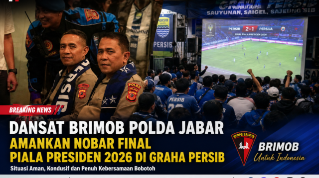Dansat Brimob Polda Jabar Amankan Nobar Final Piala Presiden 2026 di Graha Persib