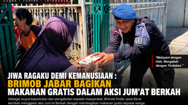 Brimob Jabar Bagikan Makanan Gratis Dalam Aksi Jumat Berkah