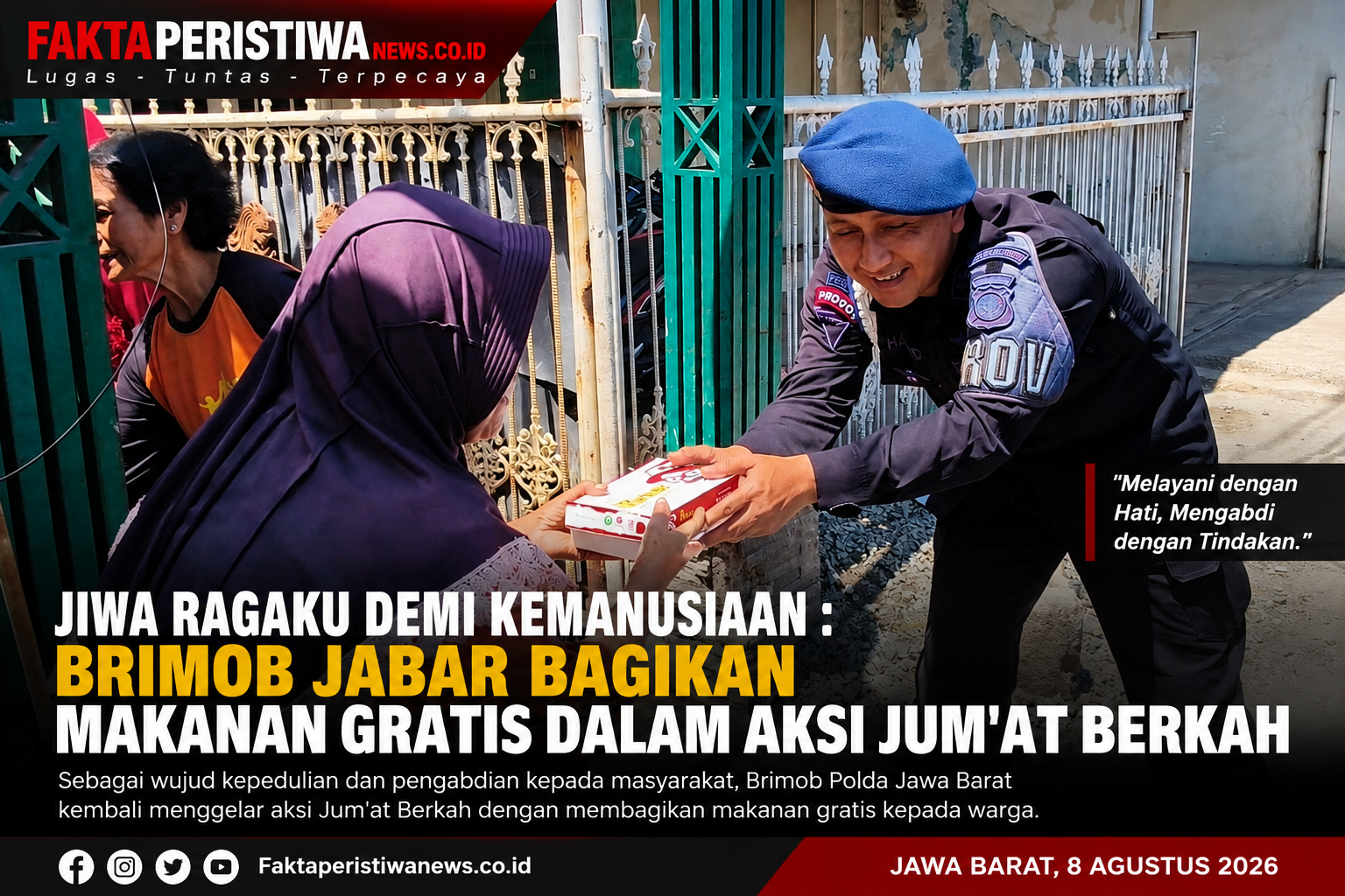 Brimob Jabar Bagikan Makanan Gratis Dalam Aksi Jumat Berkah