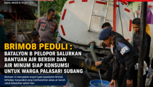 Batalyon B Pelopor Salurkan Bantuan Air Bersih dan Air Minum Siap Konsumsi untuk Warga Palasari Subang