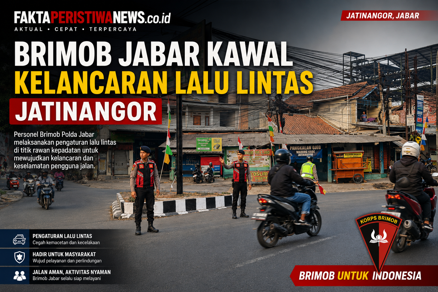 Brimob Jabar Kawal Kelancaran Lalu Lintas Jatinangor