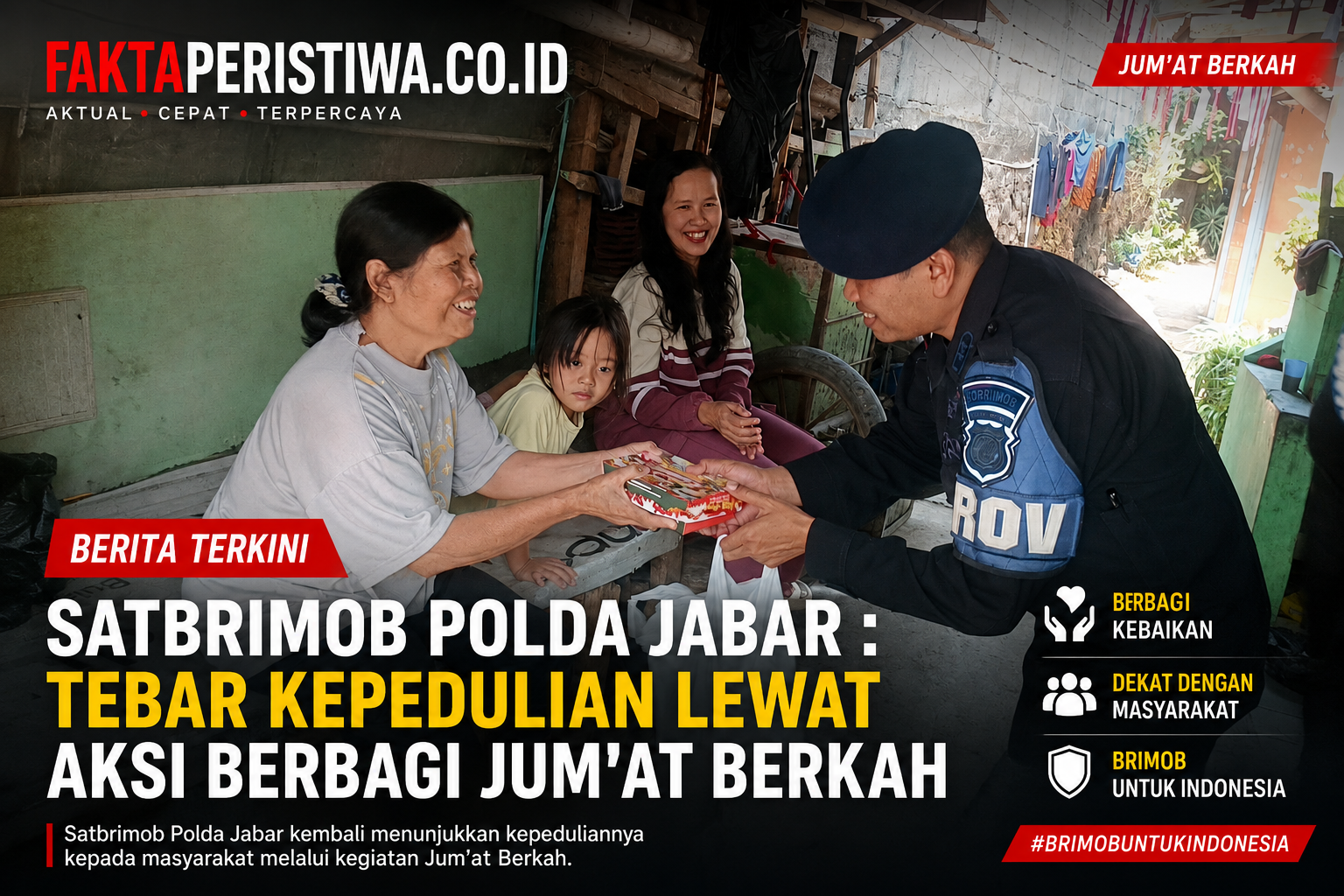 Satbrimob Polda Jabar : Tebar Kepedulian Lewat Aksi Berbagi Jumkah