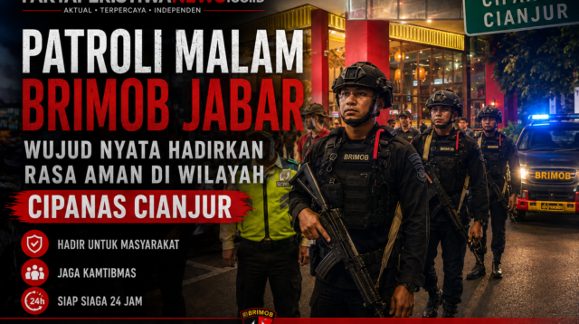 Patroli Malam Brimob Jabar, Wujud Nyata Hadirkan Rasa Aman di Wilayah Cipanas Cianjur