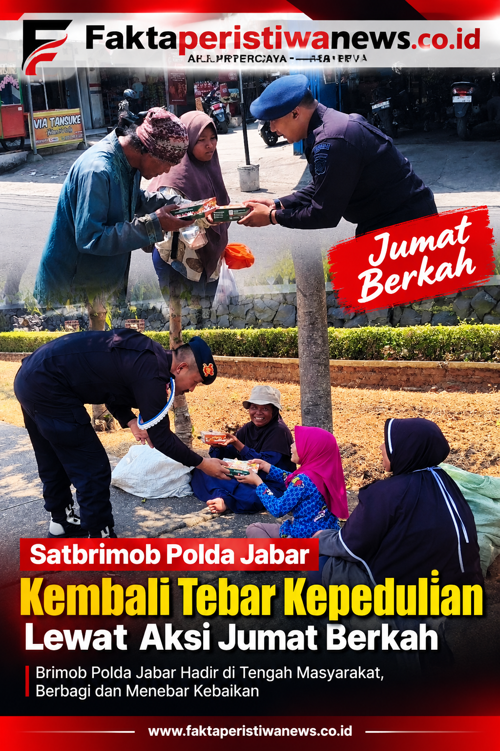 Satbrimob Polda Jabar Kembali Tebar Kepedulian Lewat Aksi Jumat Berkah
