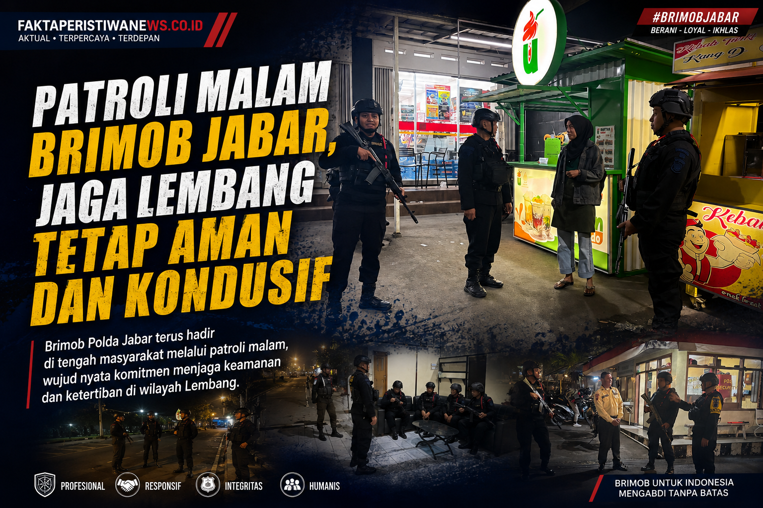 Patroli Malam Brimob Jabar, Jaga Lembang Tetap Aman dan Kondusif