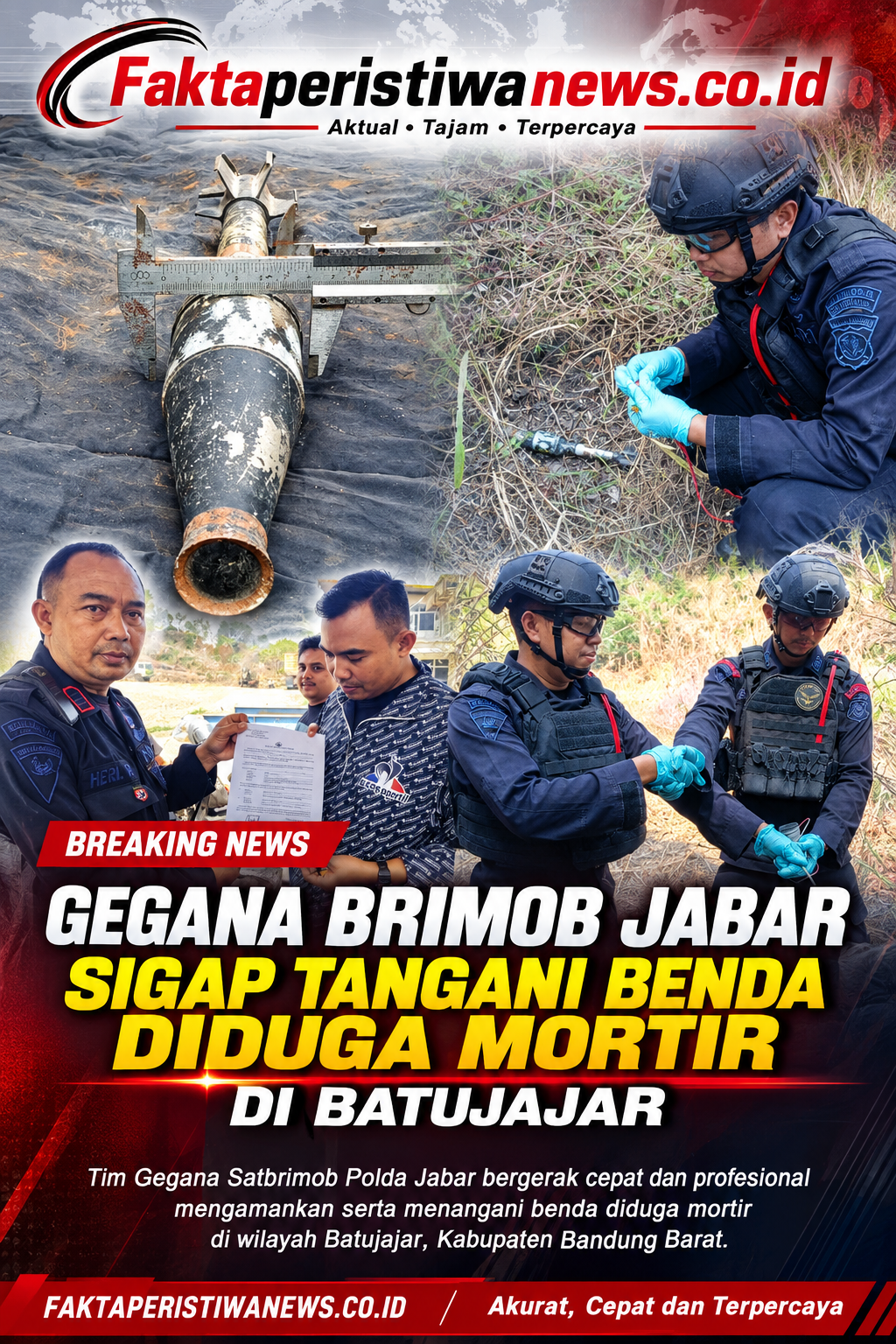 Gegana Brimob Jabar Sigap Tangani Benda Diduga Mortir di Batujajar