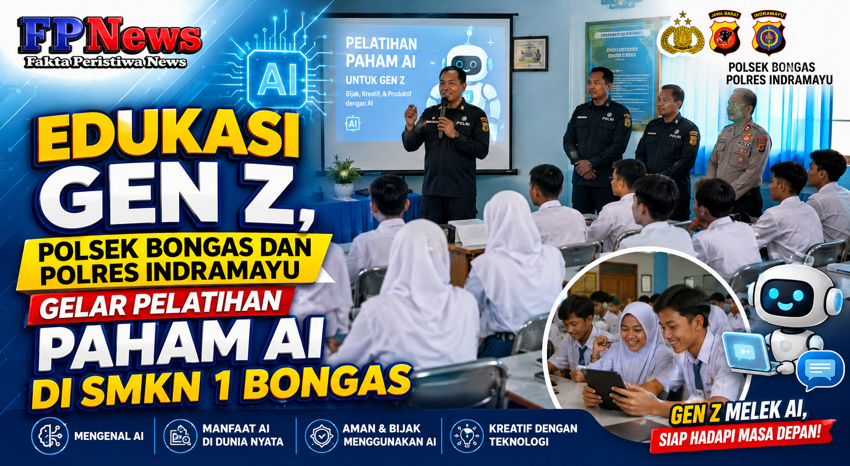 Edukasi Gen Z, Polsek Bongas dan Polres Indramayu Gelar Pelatihan Paham AI di SMKN 1 Bongas