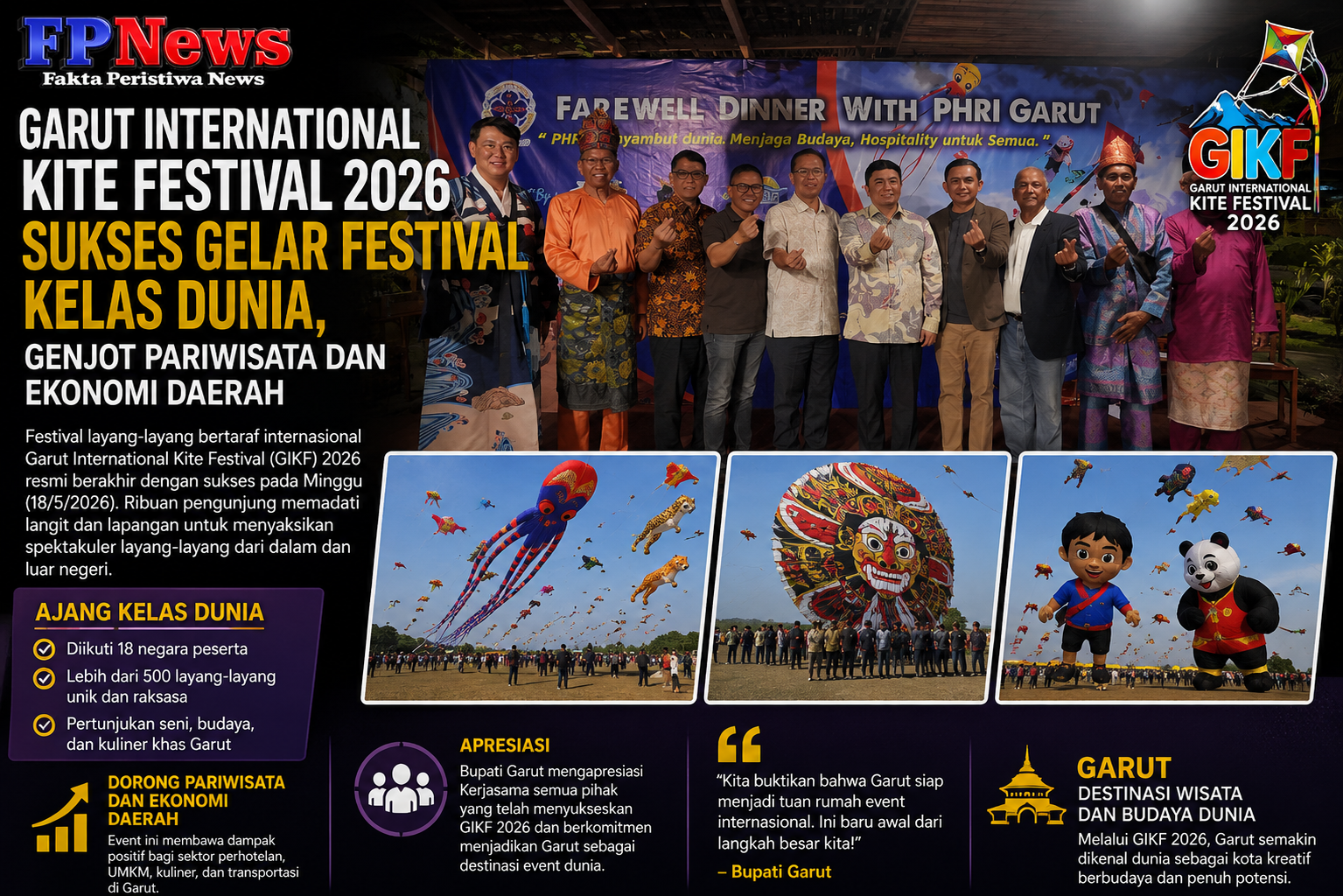 Garut International Kite Festival 2026 Sukses Gelar Festival Kelas Dunia, Genjot Pariwisata dan Ekonomi Daerah