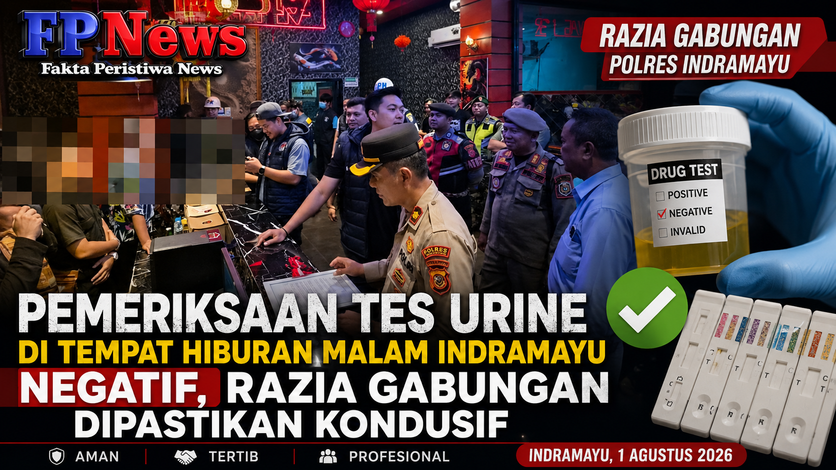 Pemeriksaan Tes Urine di Tempat Hiburan Malam Indramayu Negatif, Razia Gabungan Dipastikan Kondusif