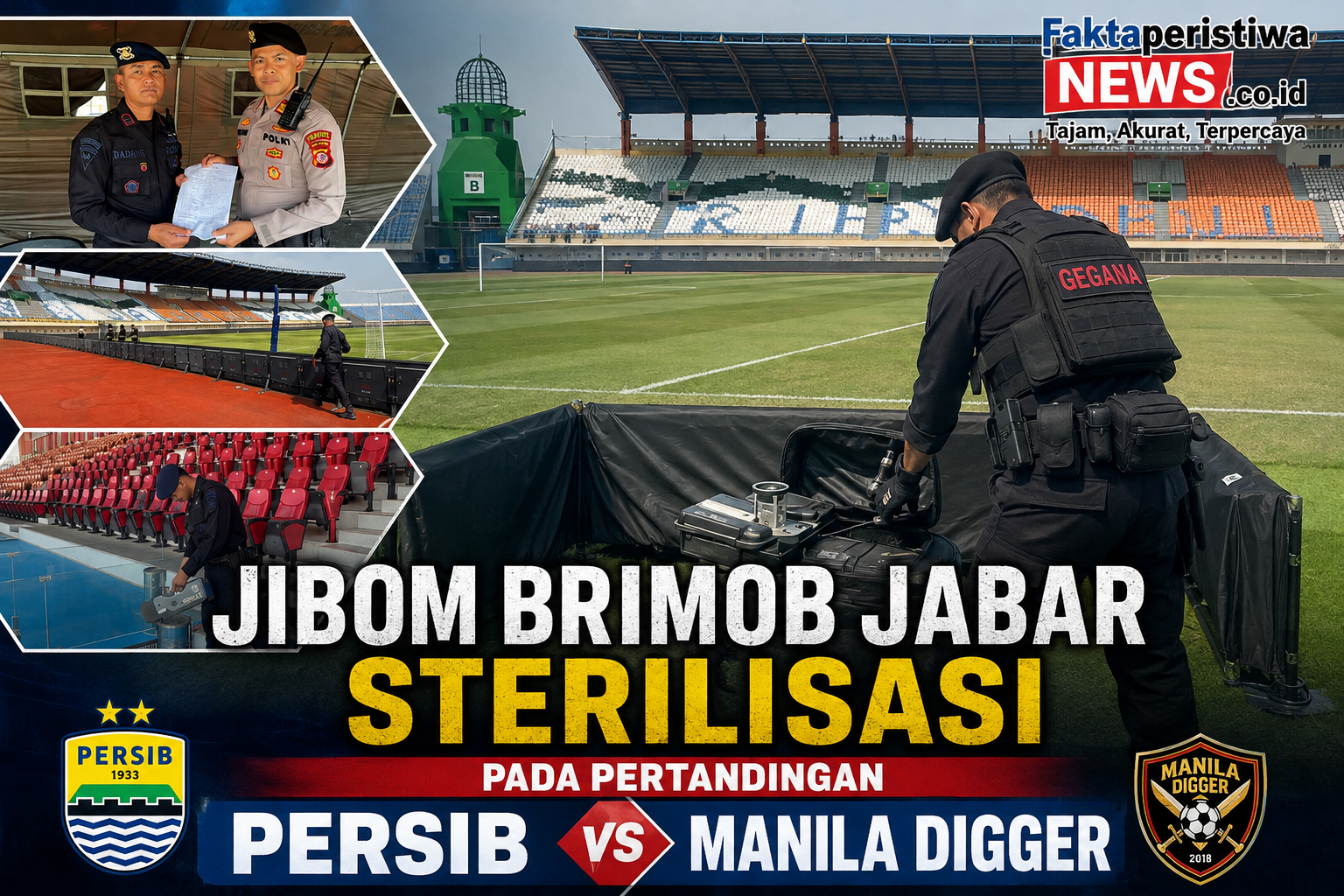 Jibom Brimob Jabar Sterilisasi Pada Pertandingan Persib VS Manila Digger