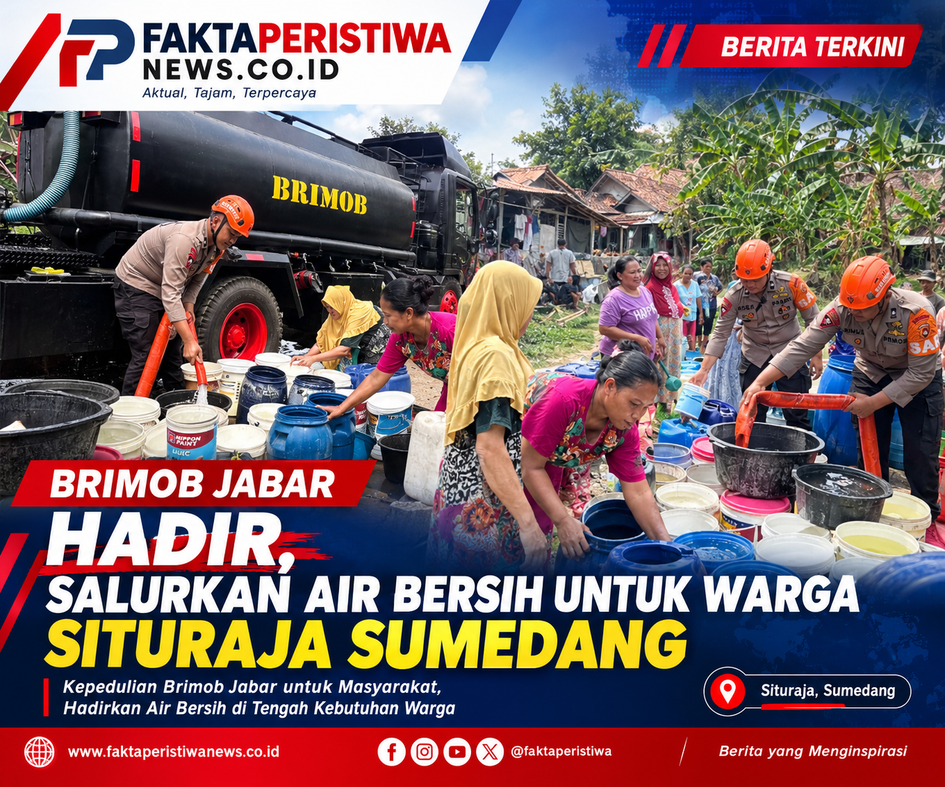 Brimob Jabar Hadir, Salurkan Air Bersih untuk Warga Situraja Sumedang
