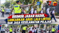 Brimob Jabar Hadir, Lancarkan Arus Lalu Lintas dan Jaga Keselamatan Pelajar
