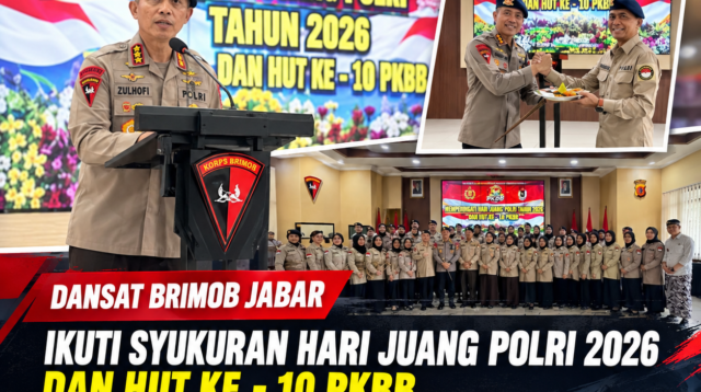 Dansat Brimob Jabar Ikuti Syukuran Hari Juang Polri 2026 & HUT Ke - 10 PKBB