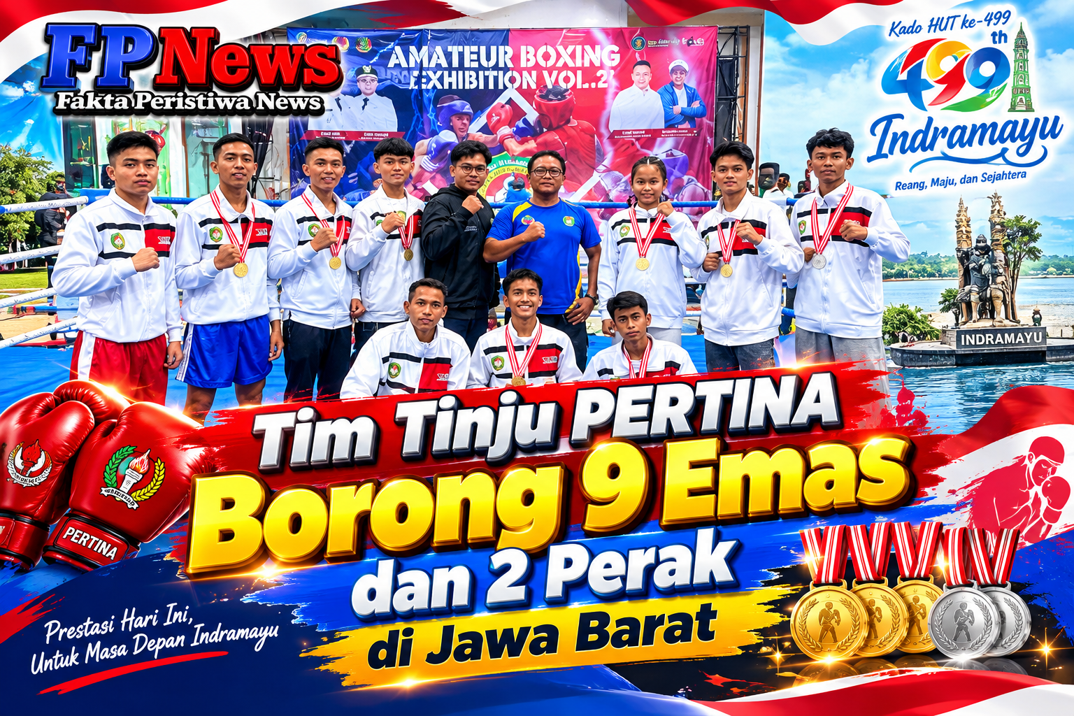 Kado HUT ke-499 Indramayu Tim Tinju PERTINA Borong 9 Emas dan 2 Perak di Jawa Barat