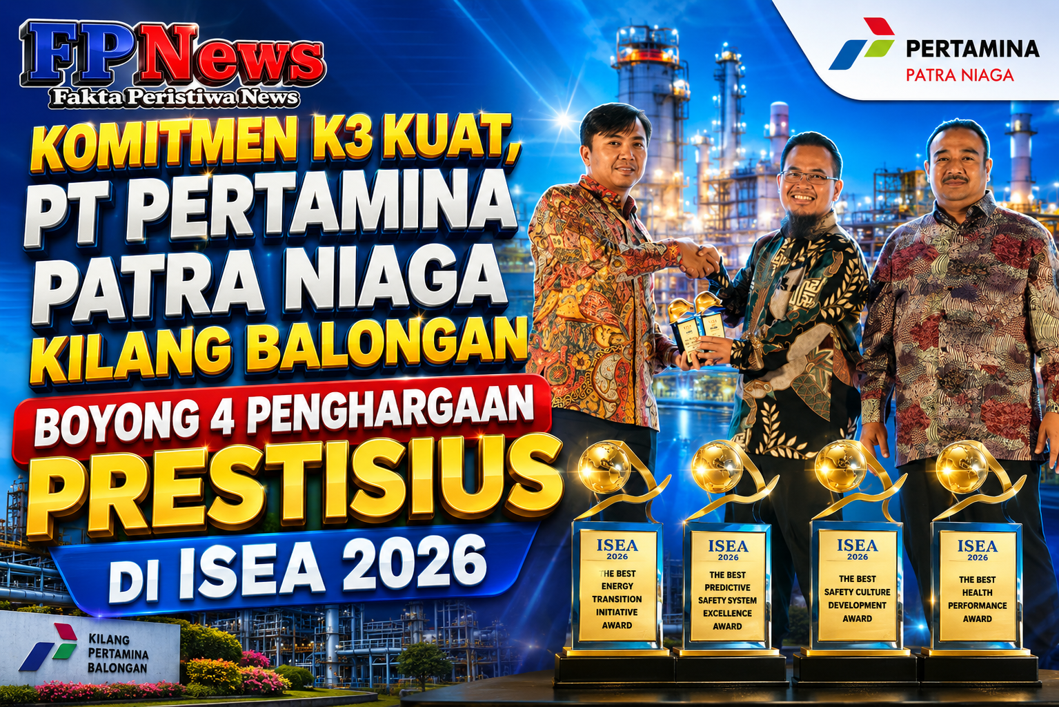 Komitmen K3 Kuat, PT Pertamina Patra Niaga Kilang Balongan Boyong 4 Penghargaan Prestisius di ISEA 2026