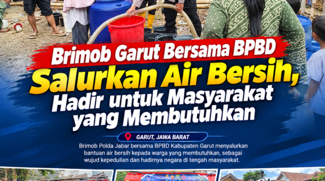 Brimob Garut Bersama BPBD Salurkan Air Bersih, Hadir untuk Masyarakat yang Membutuhkan