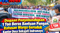 Dugaan Penyelundupan 1 Ton Beras Bantuan Pangan, Ratusan Warga Geruduk Kantor Desa Sukajati Indramayu