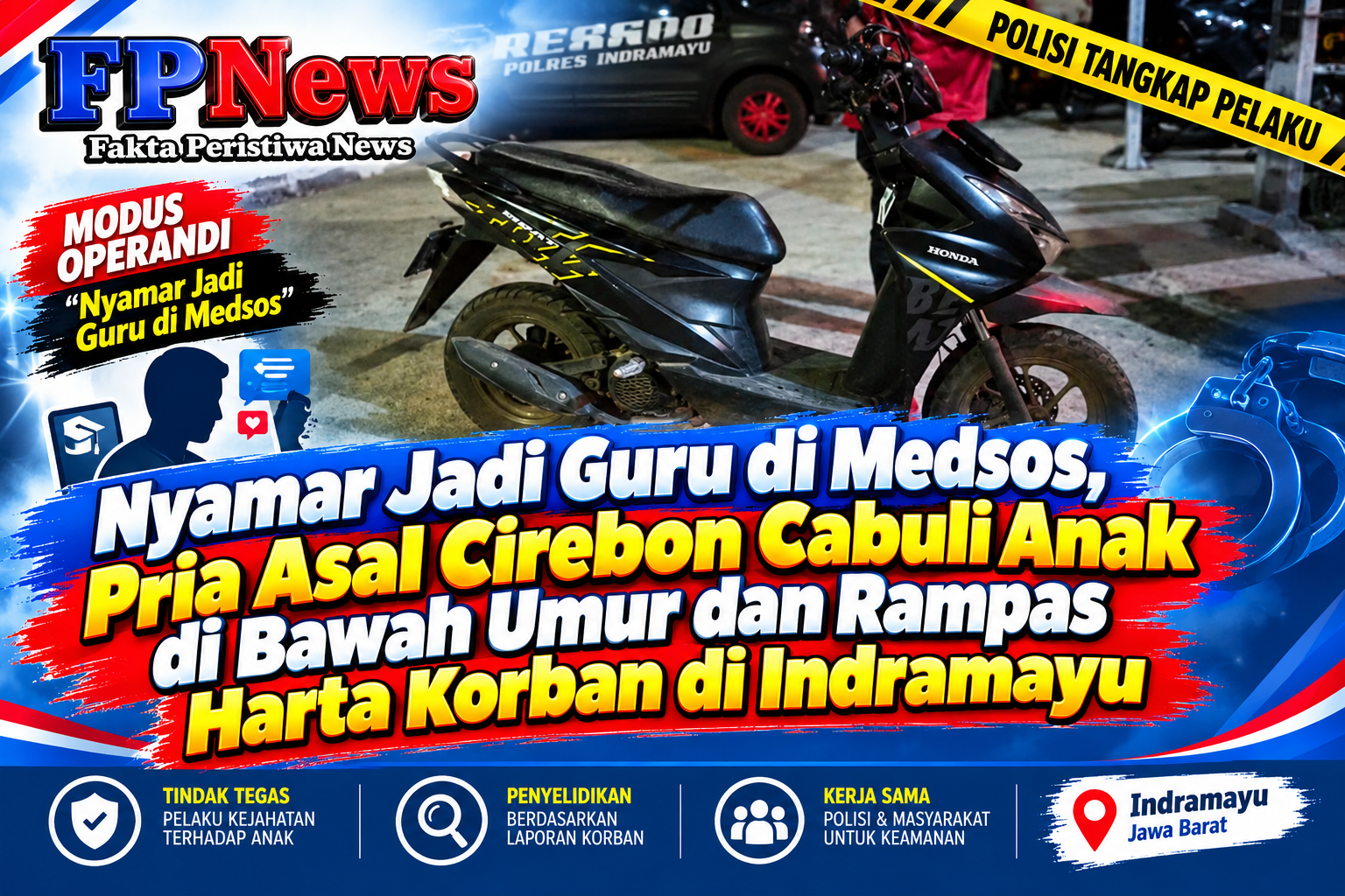 Nyamar Jadi Guru di Medsos, Pria Asal Cirebon Cabuli Anak di Bawah Umur dan Rampas Harta Korban di Indramayu